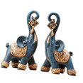 thumbnail image 3 of 2x pareja de estatuas de elefantes con maletero arriba escultura de animales ilustraciones resina estatuilla ornamento para estantería sala de estar BLESIY Estatuilla de elefante, 3 of 8