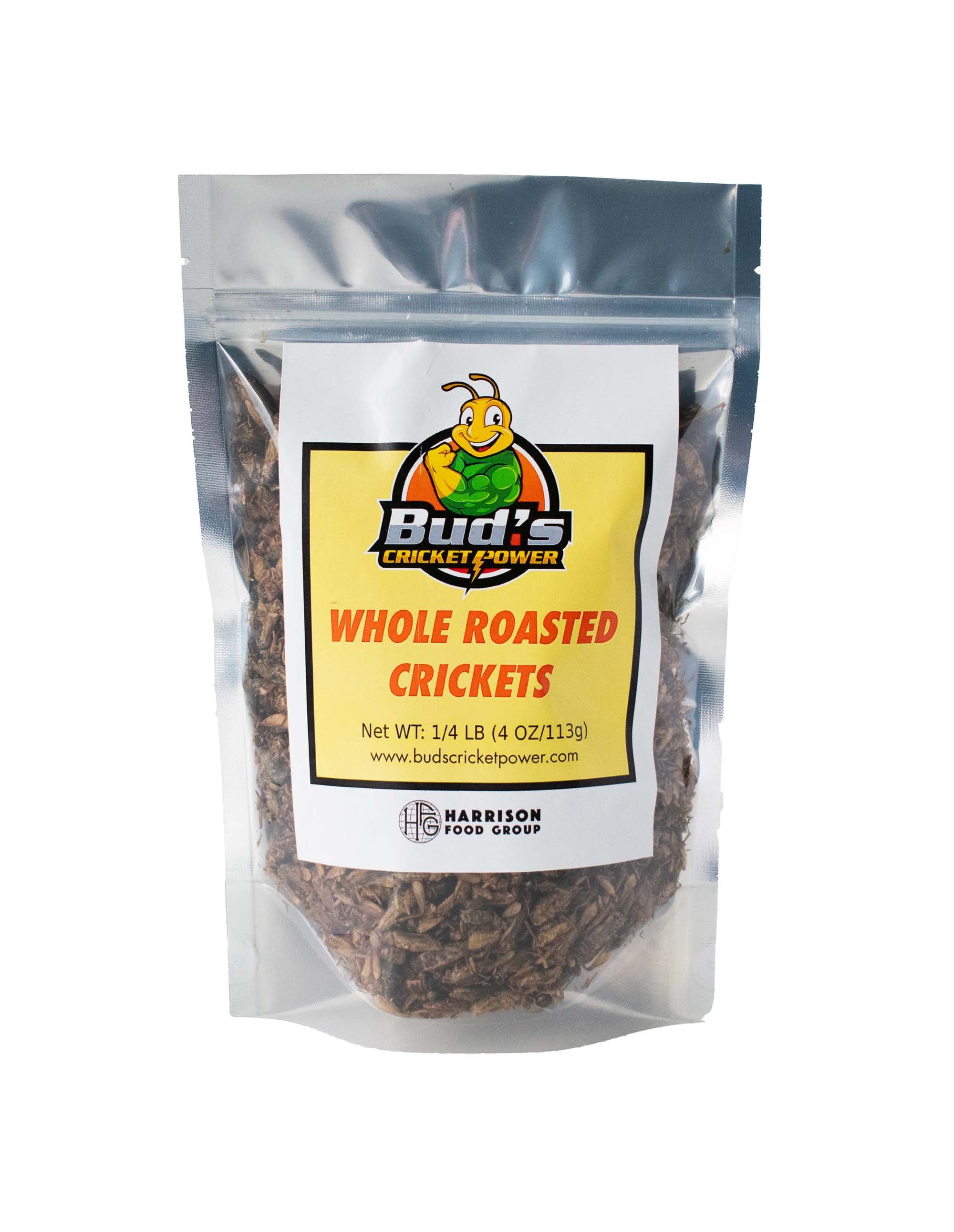 Natural Whole Roasted Crickets by Bud’s Cricket Power, Dried Edible Insects for exotic snacks