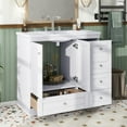 thumbnail image 2 of Yesurprise 36 Inch Bathroom Vanity, Bathroom Cabinet with Resin Sink, 4 Drawers, Overflow Hole, 2 Soft-Close Doors, Freestanding Single Sink Bathroom Vanity Cabinet, 2 of 5