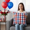 thumbnail image 3 of 2 Pack Outdoor Waterproof Throw Pillow Covers,Vintage Red Blue White Checker Decorative Square Patio Pillowcases for Chair Couch Sofa 16x16in, 3 of 9