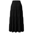 thumbnail image 5 of Hesxuno Women's Tiered Maxi Skirt High Waist Flowy Skirts with Pockets Casual Solid Color Long Skirts Summer Boho Vacation Holiday Skirts Black S, 5 of 7