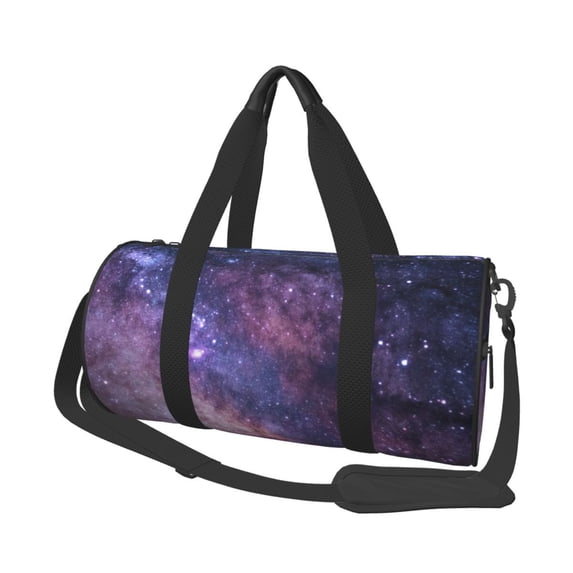 YFYANG Large Capacity Canvas Gym Bag for Men and Women, Mysterious Purple Starry Sky Round Portable Travel Bags for Sports Fitness