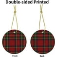 thumbnail image 2 of Red Green Royal Stewart Tartan Plaid Christmas Tree Ornaments - Round Ceramic Decor, Holiday Hanging Decorations, Xmas Gifts, 2 of 7