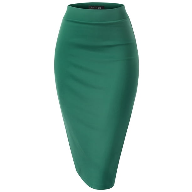 Thanth Womens Waist Band Streychy Solid Pencil Skirt(Plus Size ...