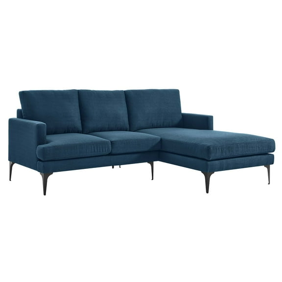 Modway Evermore Right-Facing Upholstered Fabric Sectional Sofa in Azure