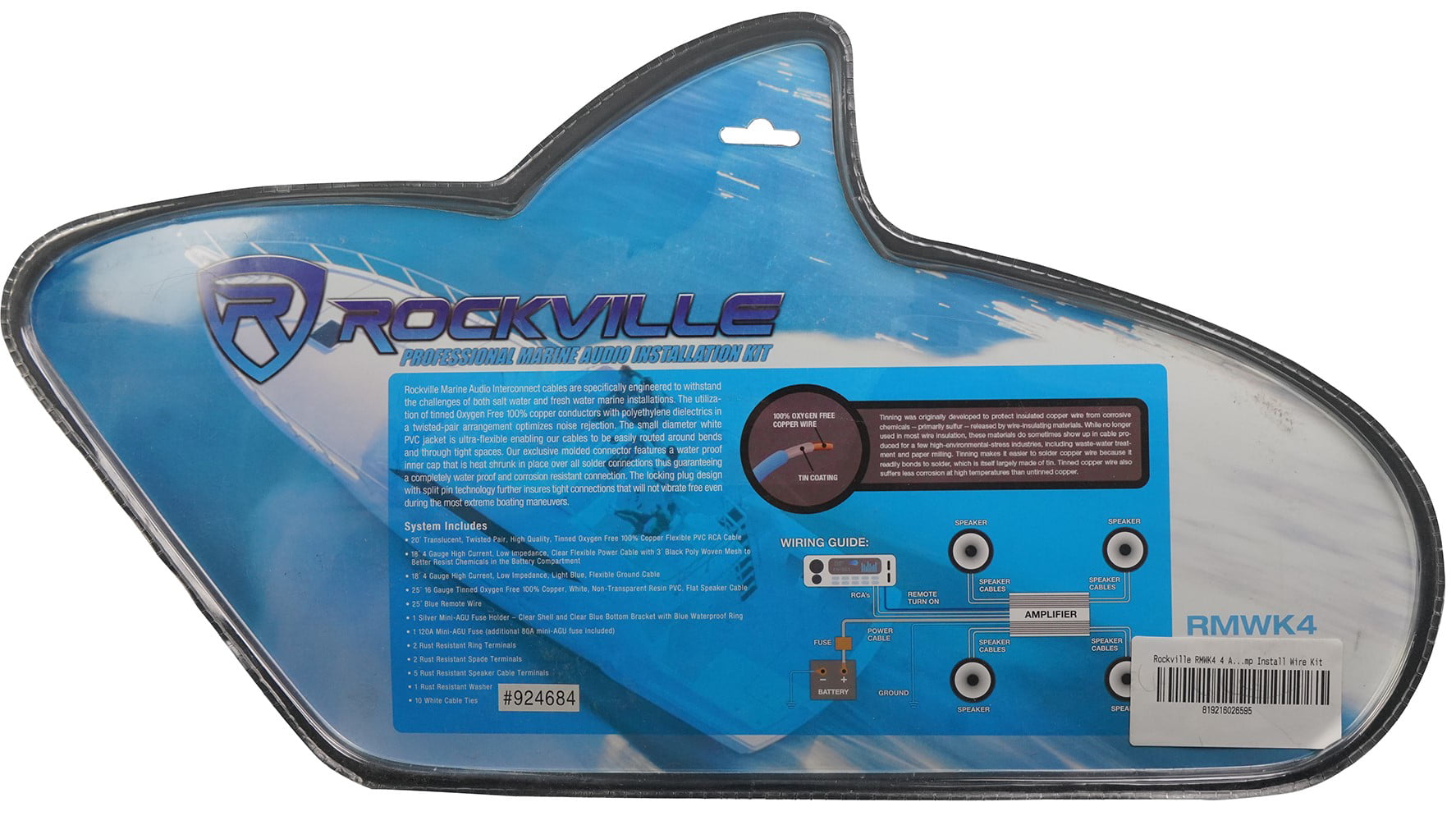 Rockville RXD-F30 Micro Car/ATV Amplifier 2400w Peak 4 Channel 4x150W+Amp Kit