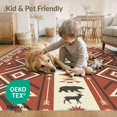 thumbnail image 4 of ODIKA 9'x12' Washable Area Rug Non-Shedding, Easy Care Border Livingroom Neutral Cabin Motif Large Southwestern Wildlife Playful for Master Suite, California King, Under Bed, 4 of 7
