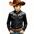 thumbnail image 4 of Wxolcjlv Boys Western Cowboy Shirt Casual Graphic Buttons Down Long Sleeve Shirt, Szies 4-13, 4 of 4