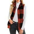 thumbnail image 2 of Gomelly Ladies Coat Sleeveless Outwear Loose Waistcoat Women Casual Autumn Jacket Vest Check Print Red S, 2 of 5