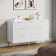 thumbnail image 2 of YouTrend White 7 Drawer Dresser with Fluted Wood and Metal Handles Legs for Bedroom Living Room Hallway, 2 of 10