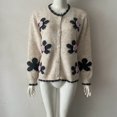 thumbnail image 4 of Arlun Women's Elegant 3D Floral Cardigan Sweaters Fall Winter Long Sleeve Crewneck Knitted Sweater Outerwear Ladies Casual Loose Fit Soft Warm Button Open Front Cardigans 1-White XL, 4 of 4