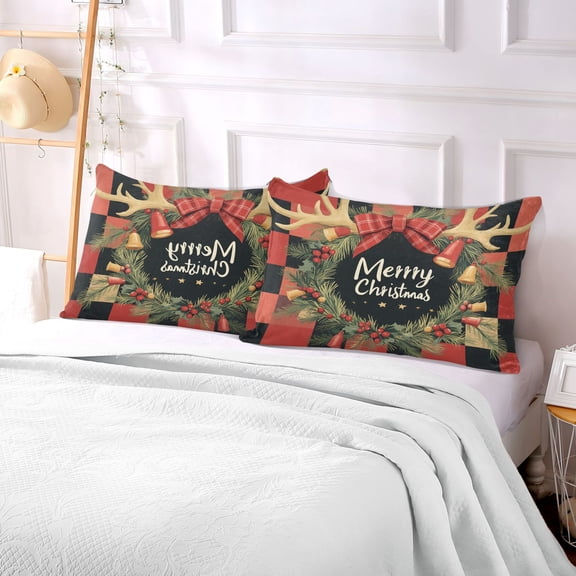 Pillow Case Plush Pillow Red and Black Plaid with Christmas Case standard size/King size/Queen size Bed Pillow Pillowcases