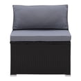 thumbnail image 3 of CorLiving Parksville Resin Wicker and Steel Outdoor Sectional Middle Piece with Cushions, Black/Grey, 3 of 9
