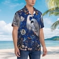 thumbnail image 3 of Fuzoiu Blue Heron Floral Garden Print Hawaiian Shirt for Men, Summer Beach Casual Short Sleeve Button Down Shirts, Men’s Beach Summer Shirts with Pocket,X-Large, 3 of 7