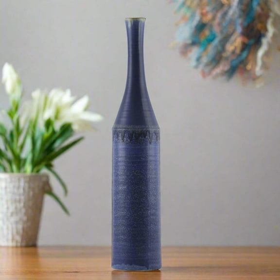 Nora Navy Ceramic Drip Rim Vases