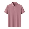 thumbnail image 3 of Txeol Aubaines du Jour pour Hommes Polos à Manches Courtes Couleur Unie Col à Revers T-Shirt Décontracté Bouton Col Rond Chandail à Enfiler Hauts, Rouge Melon D\'eau, TG, 3 of 4