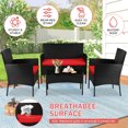thumbnail image 6 of YRLLENSDAN Patio Furniture Set 4 Piece, Wicker Sofa Set Rattan Chair Outdoor Indoor Wicker Sofa with with Cushions & Coffee Table Bistro Sets for Patio Backyard Lawn Patio Chair (Red), 6 of 7