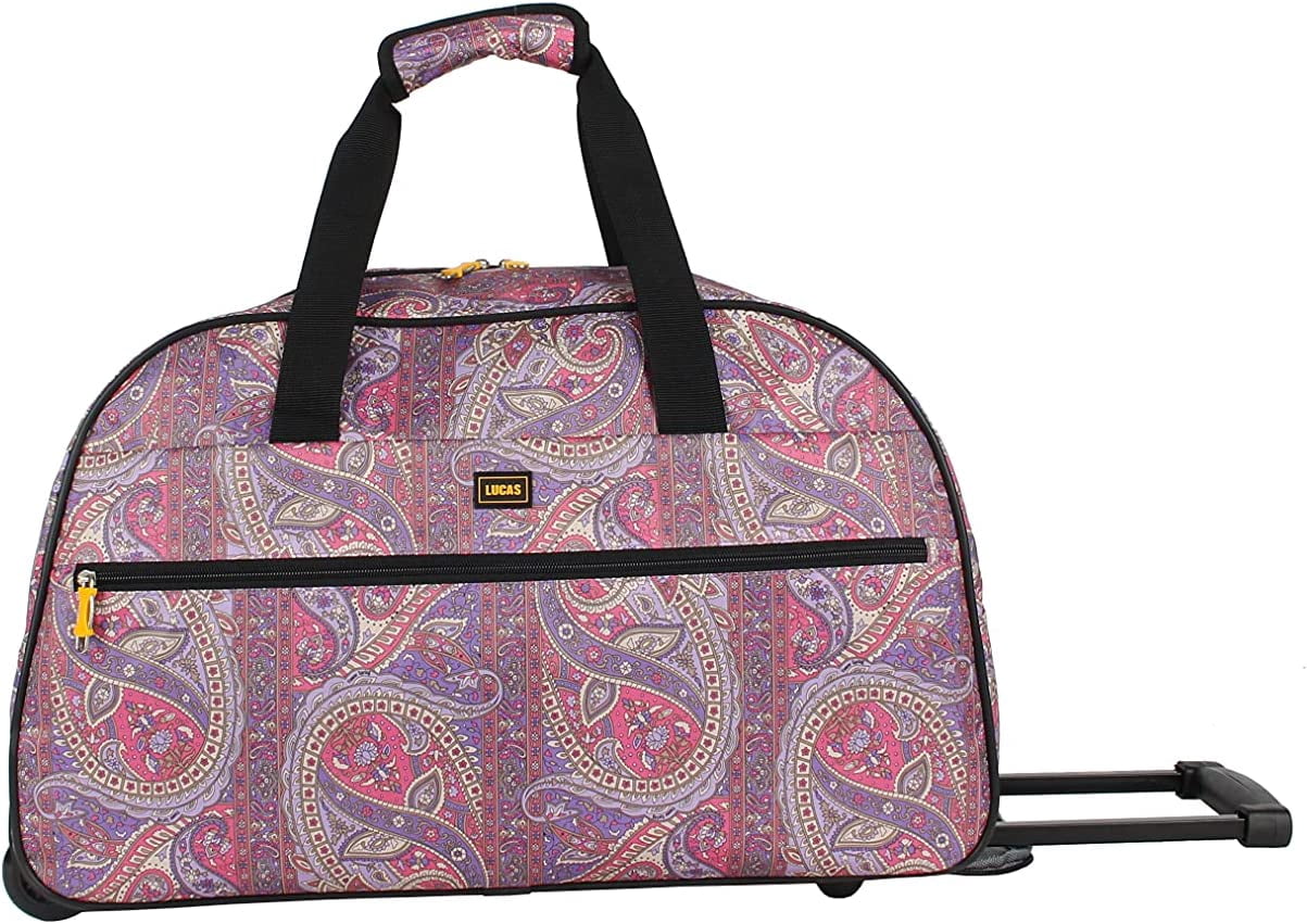 Happyyeah Designer Carry On Luggage Collection - Lightweight Pattern 22 Inch Duffel Bag- Weekender Overnight Business Travel Suitcase with 2- Rolling Spinner Wheels (SEA FORM) (PAISLEY)