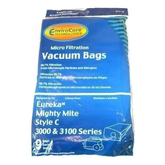 Eureka Paper Bags C, 9PK,Micro Linded Envirocare Part-817-9