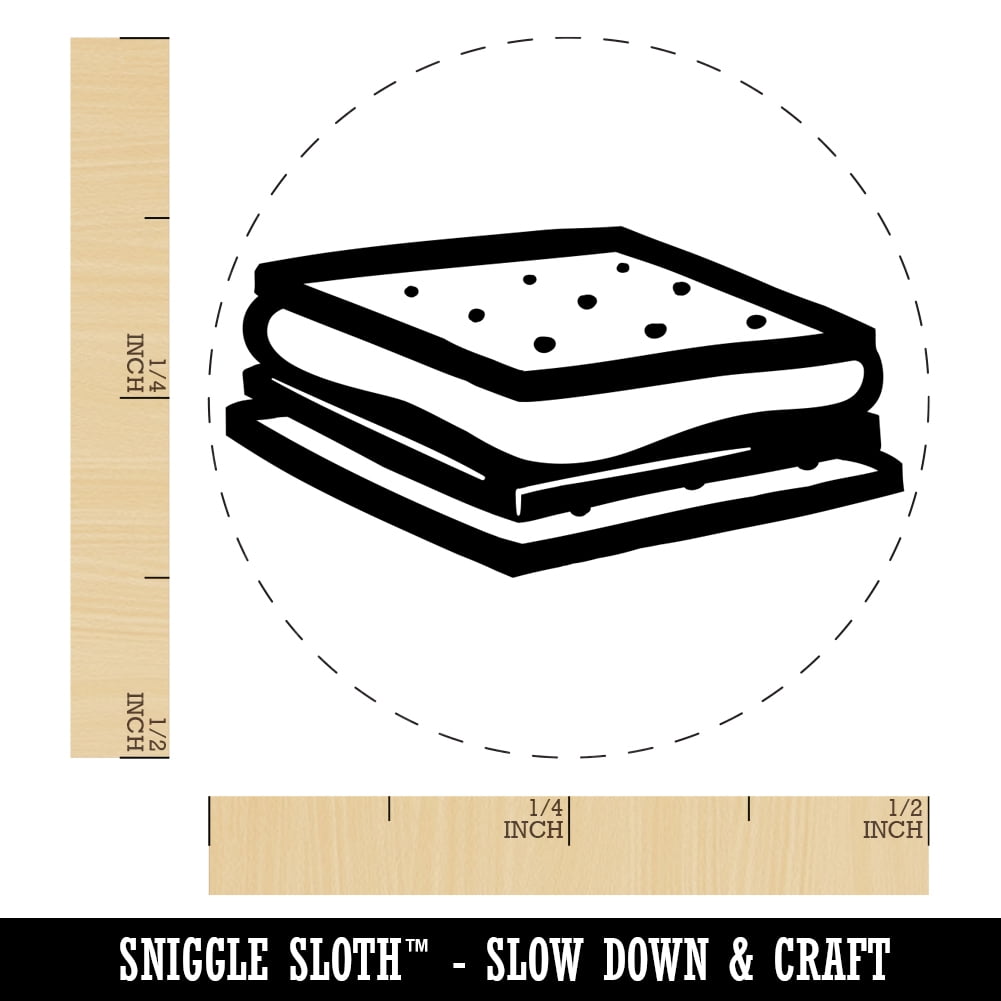 S'mores Graham Cracker Chocolate Marshmallow Campfire Snack Self-Inking Rubber Stamp Ink Stamper - Dry Pad (No Ink) - Mini 1/2 Inch