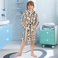 thumbnail image 5 of FORMRS Niños Bathrobe Unisex Hooded Robe Soft Plush Pajamas Sleepwear, Size 2-3T, Black Abstract Dots, 5 of 7