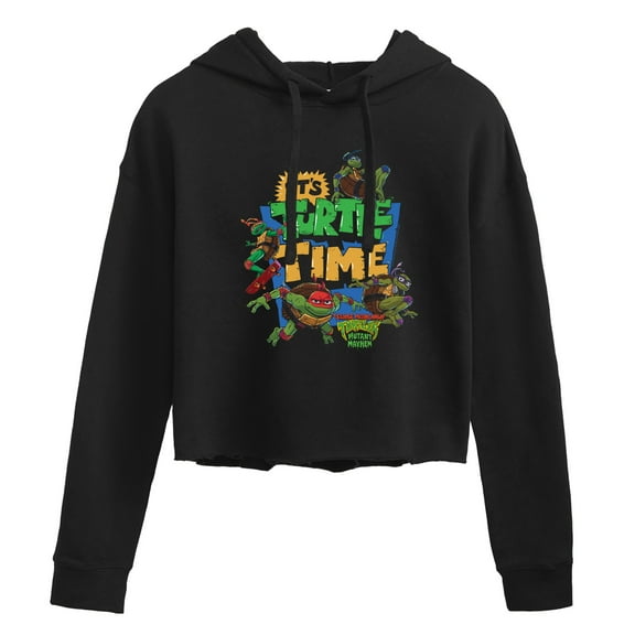 Teenage Mutant Ninja Turtles Mutant Mayhem - Its Turtle Time - Juniors Cropped Pullover Hoodie
