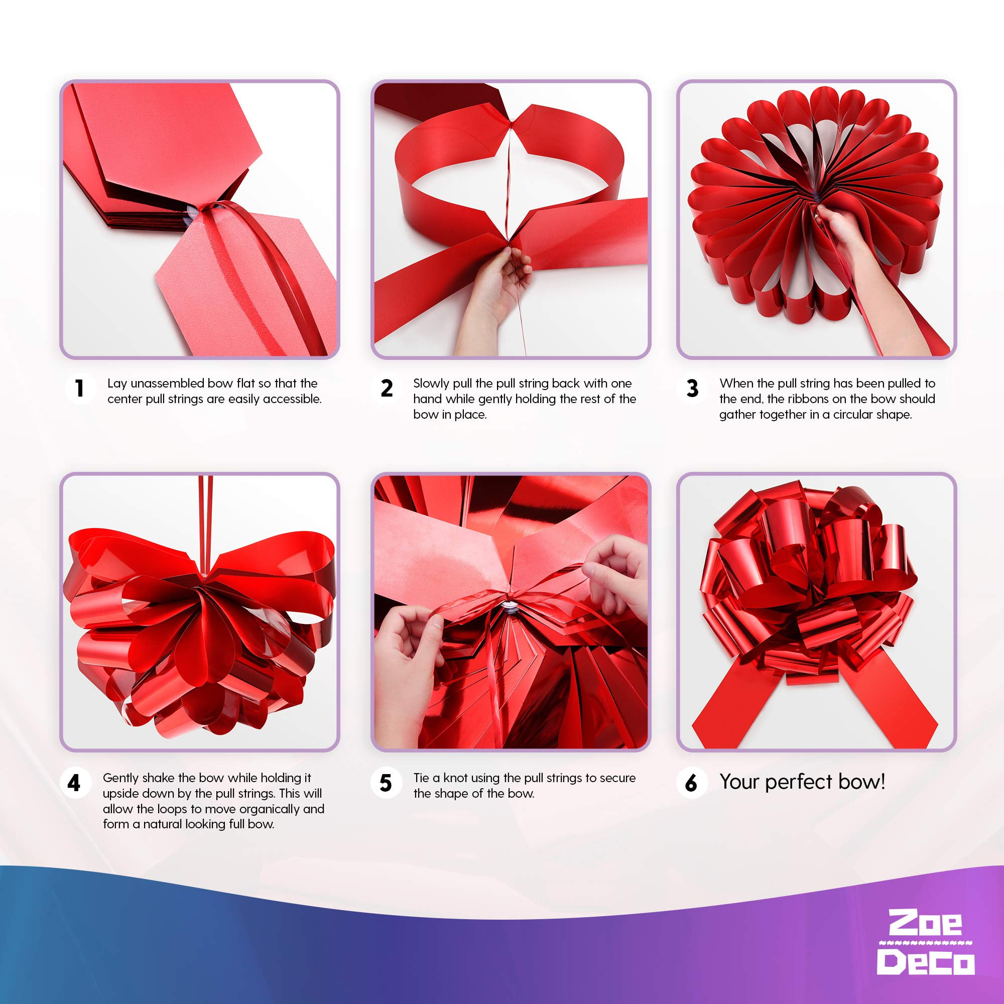 Zoe Deco 18 inch Giant Red Metallic Polypropylene Car Gift Bow (US Company)
