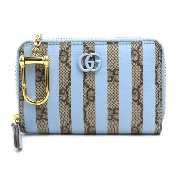 Pre-Owned GUCCI Wallet/Coin Case Wallet GG Supreme Canvas Blue x Brown Men's Women's... (Good)