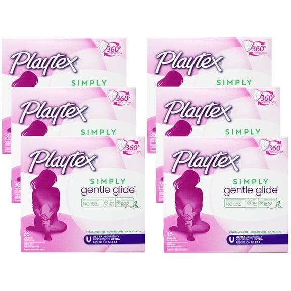 Playtex Gentle Glide Tampons Unscented Ultra Absorbency 36 Each (Pack of 6)