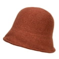 thumbnail image 2 of Flmtop Women Solid Color Wool Bucket Hat Drawstring Fisherman Vintage Knitted Basin Cap, 2 of 7