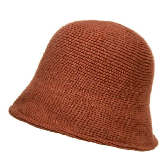 Women Knit Bucket Hat, Warm Wide Brim Fisherman Cap Foldable Floppy Sunshade Visors