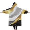thumbnail image 2 of Oversized Wearable Blanket Hoodie,Black Marble Gold Line Pattern Sherpa Blanket Hoodie with Super Pockets,Super Warm Fuzzy Pullover for Women & Men, 2 of 6