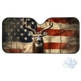 thumbnail image 2 of FORUDESIGNS Deer American Flag Print Car Windshield Sun Shade Waterproof Reflective Sunshade for Protection Vehicle Interior Accessory Fits Sedans, SUVs (57.1x27.4 inches), 2 of 7