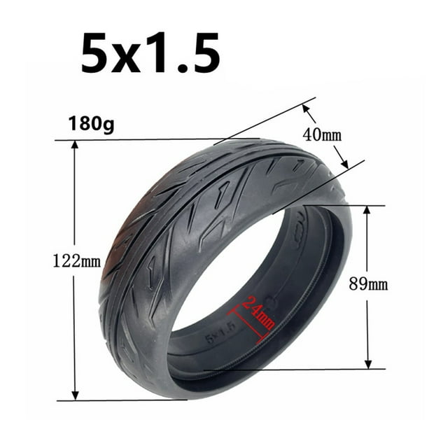 Mosiee Tire Solid Tire Tyre Replacement For Electric Scooter Rear Wheel Scooter Rubber Thickness: 40Mm 180G 5 Inch 5X1.5