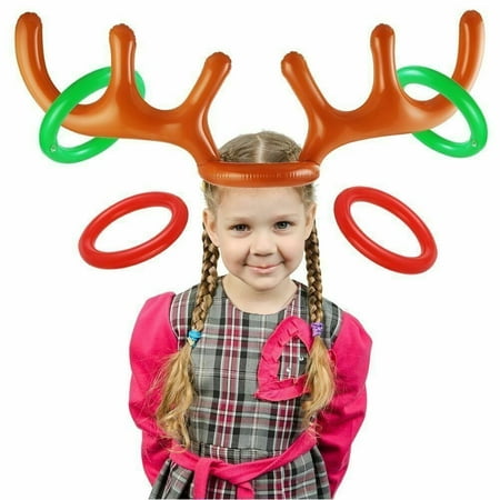 Reindeer Games Christmas Christmas Inflatable Reindeer Antler Ring Toss Game Xmas Family Fun Xmas Holiday Party Toys Gift ()