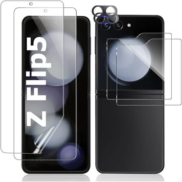 [2 2 2] Galaxy Z Flip5 screen protector, 2-pack inner flexible TPU film   2-pack front tempered glass protector   2-pack camera lens protector, HD anti-scratch, no bubbles, For Samsung Galaxy Z Flip5