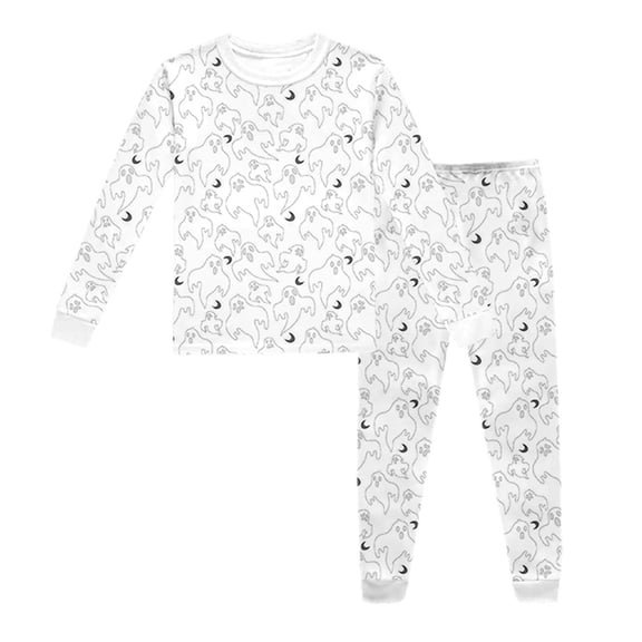Halloween Pajamas Kids Size 4-5 Years Childrens Homewear Long Sleeve Top with Pants Cozy Loungewear Set Girls' Pajama Sets Brick Red