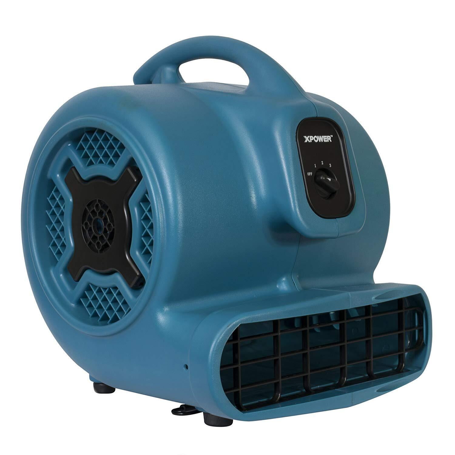 XPOWER P-230AT 800 CFM Mini Air Mover Carpet Floor Dryer w/ Timer & Outlet-Green 