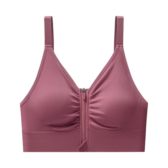 SPZTSX Womens High Impact Sports Bras Wireless Front Zipper Breathable Stretch Workout Bra for Gym Running Daily Training