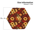 thumbnail image 2 of Honeii Red Plaid Sunflower print Leather Coaster Set of 4, ideal for safeguarding your furniture from drinks spills and effortless cleanup-Hexagon, 2 of 6