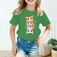 thumbnail image 2 of Toddler Shirts Kid Leisure Graphic Round Neck Short Sleeve Tee Top Summer Casual Girls' Tops, Tees Green 9 Years-10 Years, 2 of 5