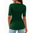 thumbnail image 3 of MOYIKO Womens Half Sleeve Tops Scoop Neck Slim Fitted Basic Tee Shirts 2026 Trendy Casual Clothes, 3 of 7