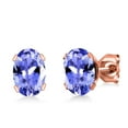 thumbnail image 2 of Gem Stone King 18K Rose Gold Plated Silver Blue Tanzanite Bracelet and Earrings Jewelry Set for Women (7.50 Cttw, Gemstone December Birthstone, Oval 7X5MM, Fully Adjustable up to 9 inch), 2 of 4