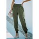 thumbnail image 5 of Pantalones con puños cónicos para mujer, cintura alta elástica, longitud hasta el tobillo, Color puro, holgados, con puños en pista, pantalones de chándal OD verde XXL, 5 of 7