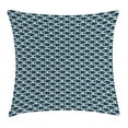 thumbnail image 1 of Fish Throw Pillow Cushion Cover, Pattern of Fish with Stripes and Fin Simple Underwater Marine Composition, Decorative Square Accent Pillow Case, 18 X 18 Inches, Dark Blue Off White, by Ambesonne, 1 of 2