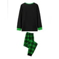 thumbnail image 6 of Elippeo Family Matching Christmas Pajamas, Baby Romper/Letter Green Elf Pattern Long Sleeve Tops and Plaid Pants Sleepwear Set, 6 of 10