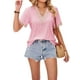 thumbnail image 4 of Lucakuins - Camisetas informales de verano para mujer, manga corta, cuello en V, color de contraste, camisetas holgadas Lucakuins  moda, 4 of 8