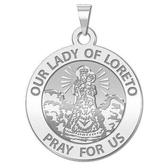 PicturesOnGold.com Our Lady of Loreto Religious Medal - 1 inch Size of a Quarter, Sterling Silver