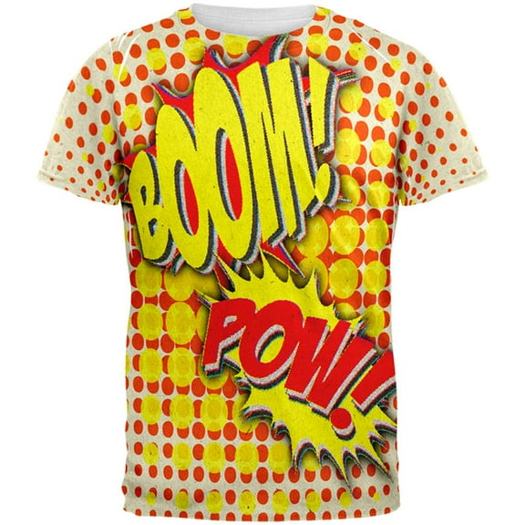 Halloween Boom Pow Vintage Comic Book Costume All Over Mens T Shirt Multi X-LG