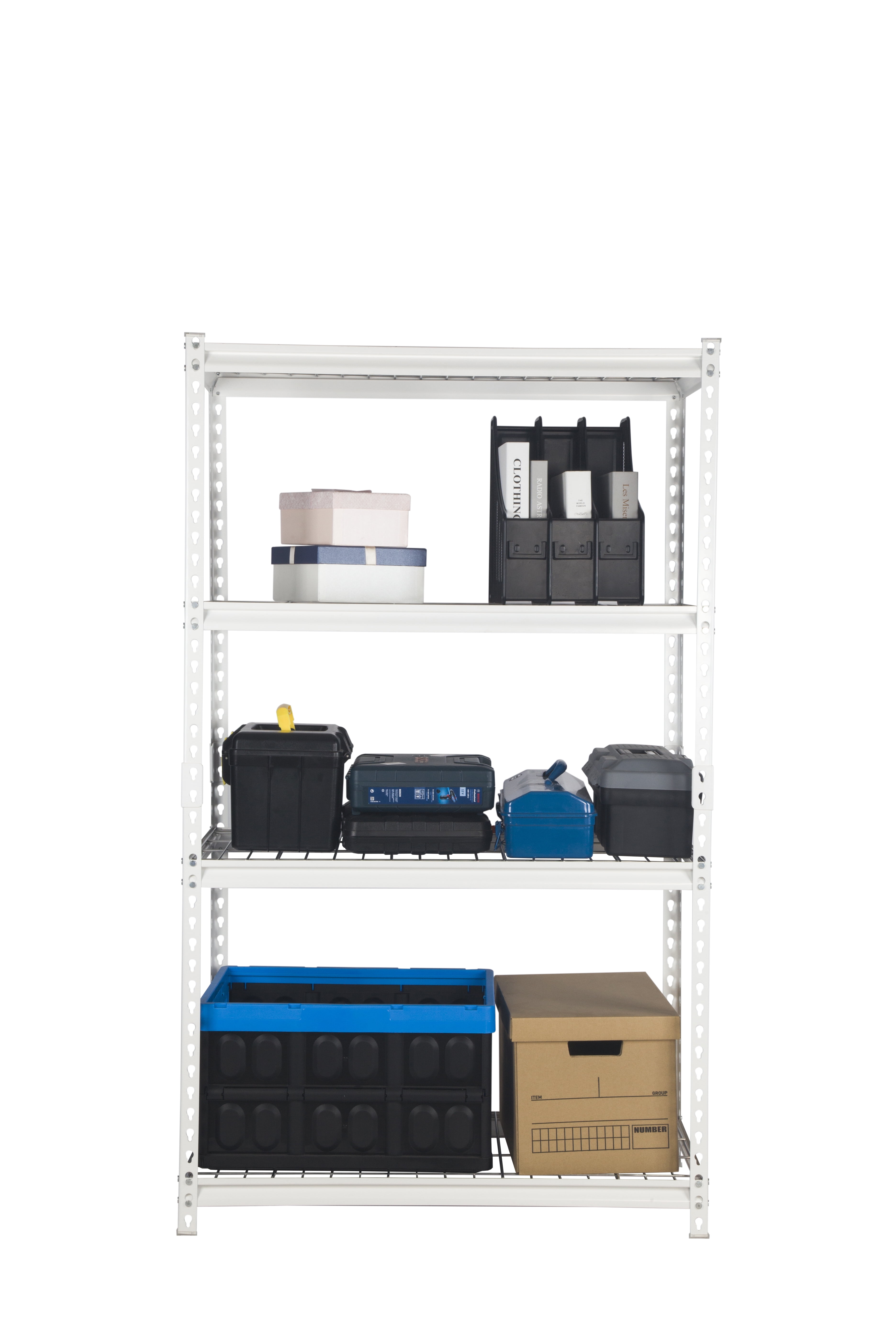 Pachira 30"W x 12"D x 60"H 4-Shelf Steel Shelving, White